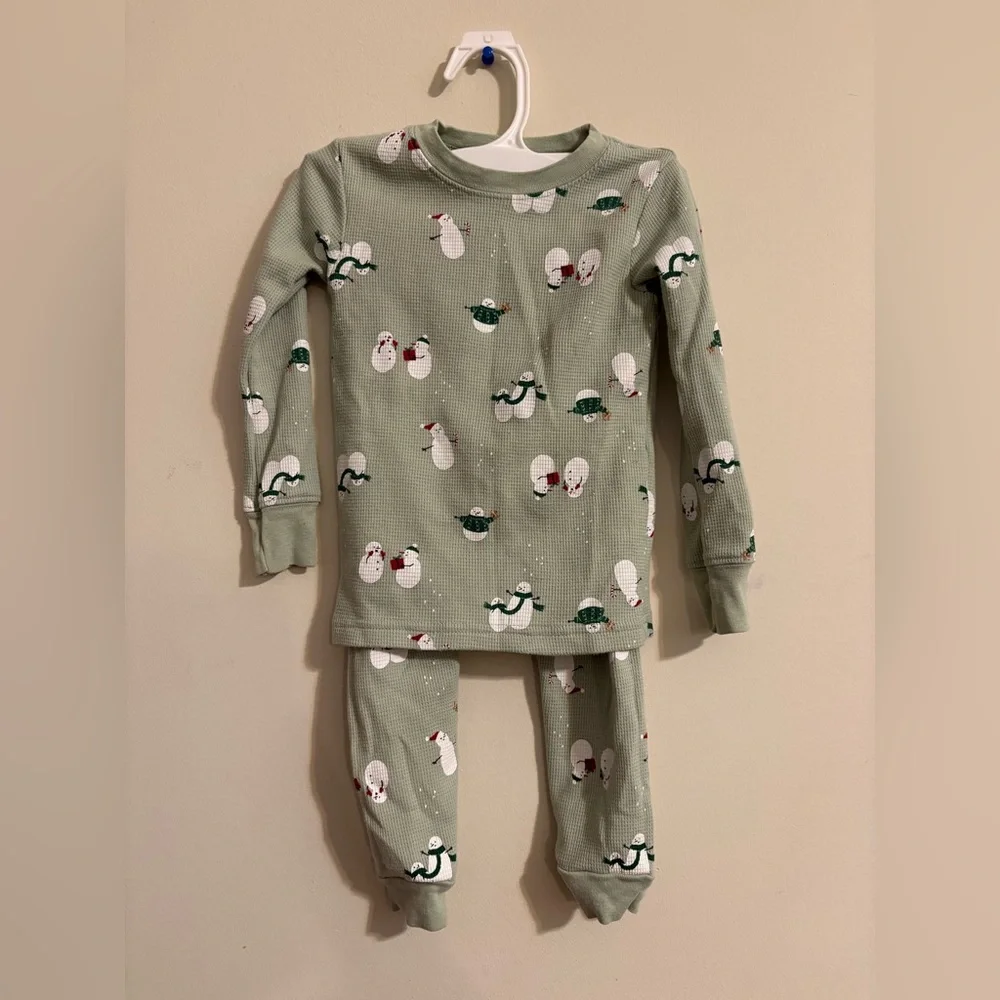 Carter's Christmas Pajamas Child of Mine Boys 2T Holiday Set 2 PC sage‎ green